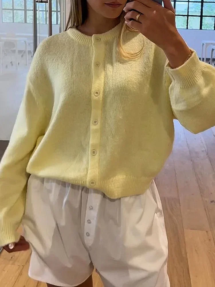 Yaminiya Open Stitch Sweater Y2k Clothes Button Autumn Ralph Laurent Women  Long Sleeve Sweaters Women's Sweater White Cardigan