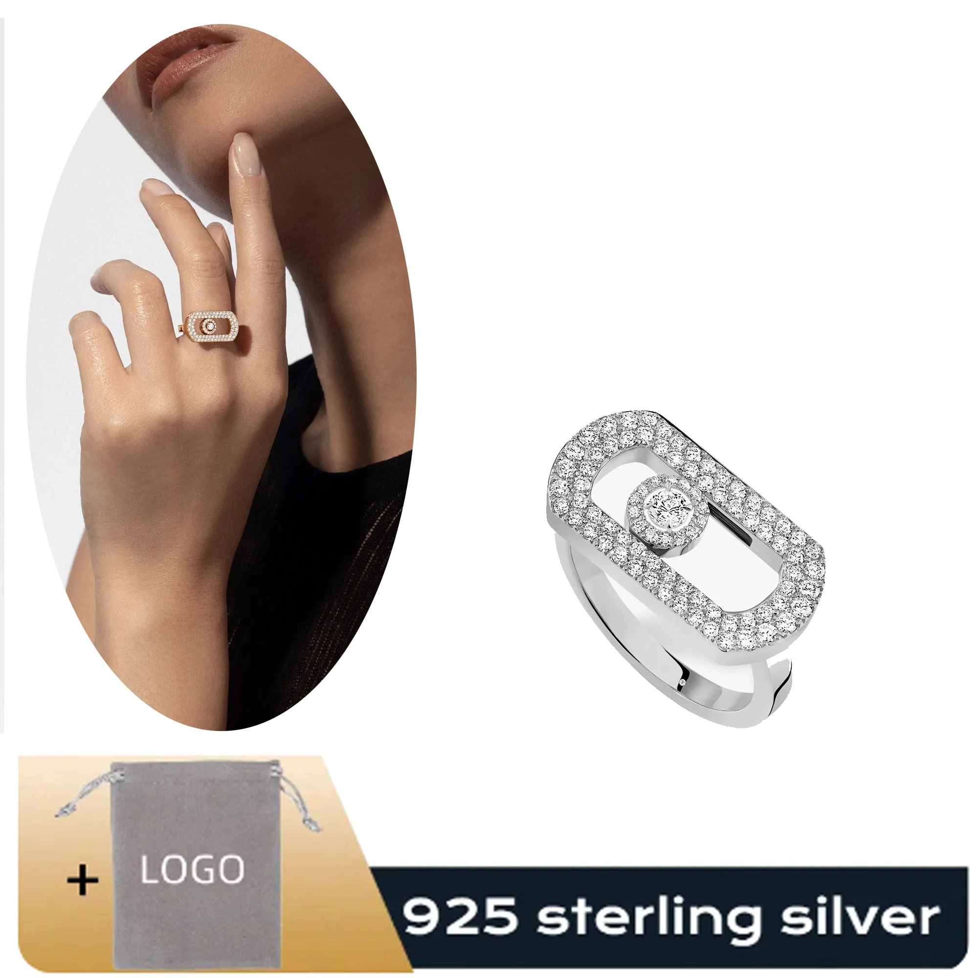 

Classic and premium Messik - Home pure silver s925 elegant SO MOVE series diamond inlaid hollow ring