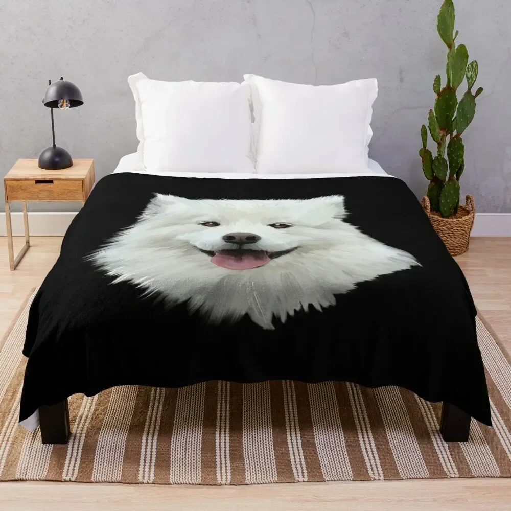 Cute Happy Samoyed Watercolor, Best Gift Idea For Samoyed Mom Samoyed Dad Owner And Lover Throw Blanket Tourist Blankets