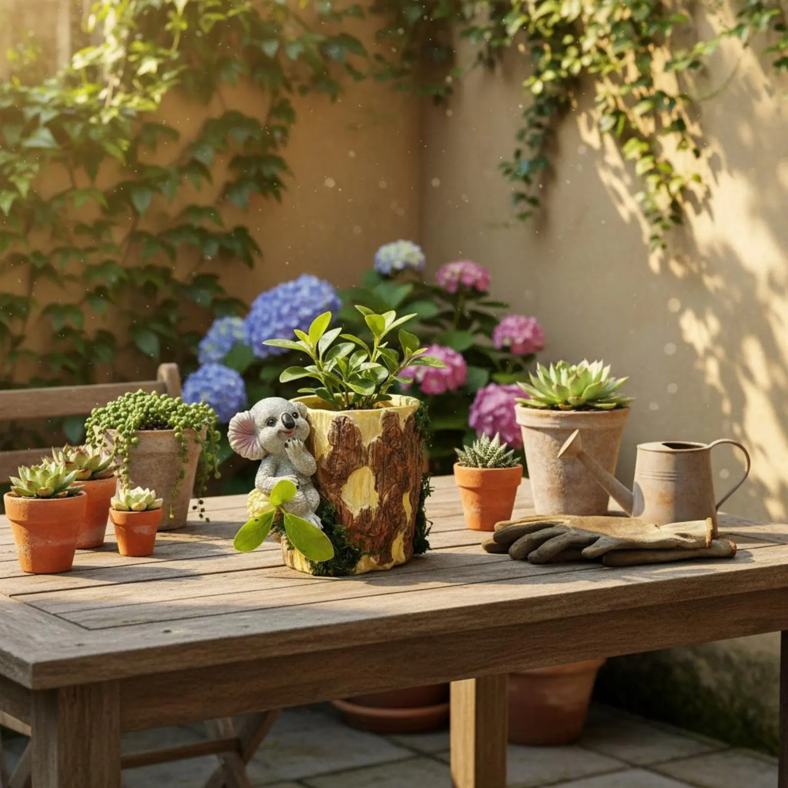 Koala Planter Open Top Tree Trunk Planter Koala Plant Pot Easy to Clean Succulent Pot Long-Lasting for Indoor