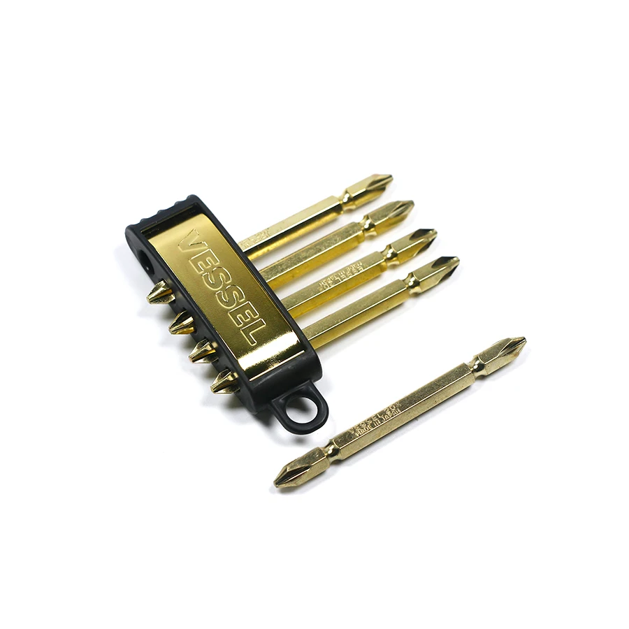 

VESSEL 5Pcs 82mm PH2 Double Head Gold Screwdriver Bit Set for Phillips Screws Magnetic Drill Bit Hand Tools NO.A142082L-GO