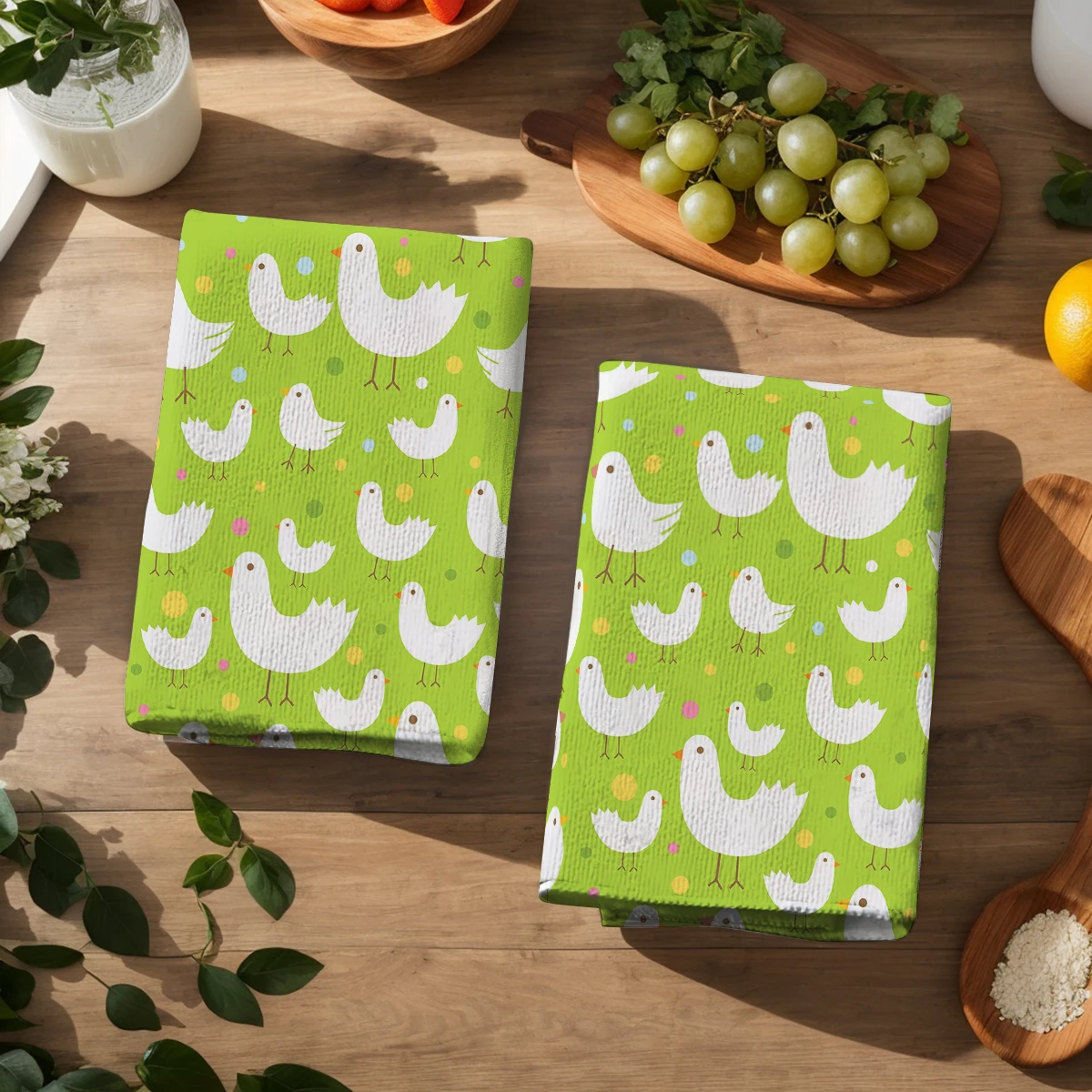 Cute Crocodile Pattern Polyester Dish Cloths - Fade Resistant, Machine Washable Kitchen Cleaning Cloths