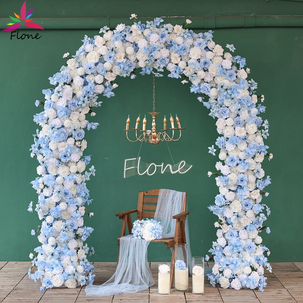 Luxury Wedding Backdrop Artificial Arch Flowers Arrangement Decoration High End White Blue Roses Sztuczne Kwiaty Props HY2533