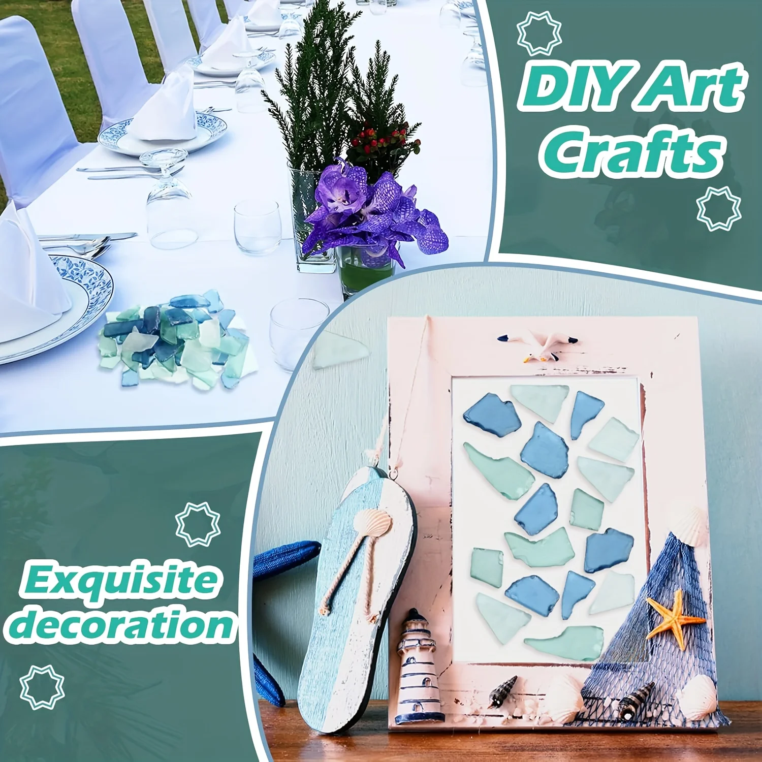 قطع زجاج البحر سحق شقة متجمد خاصة لزهرية حشو الشاطئ حفل زفاف المنزل حوض السمك الديكورات DIY بها بنفسك لوازم الحرف الفنية