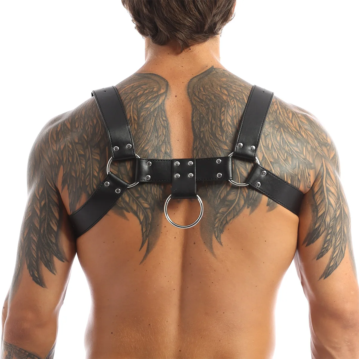 Sexy Men Harness Leather Chest Harness Belt Metal Rivets Fetish Gay Adjustable Belt Punk Rave Erotic Fetish Clothing Accessorie