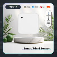 MOES Tuya ZigBee Smart Temperautre Humidity Light Sensor Illumination Value Detector App Remote Monitor Battery USB Dual Powered