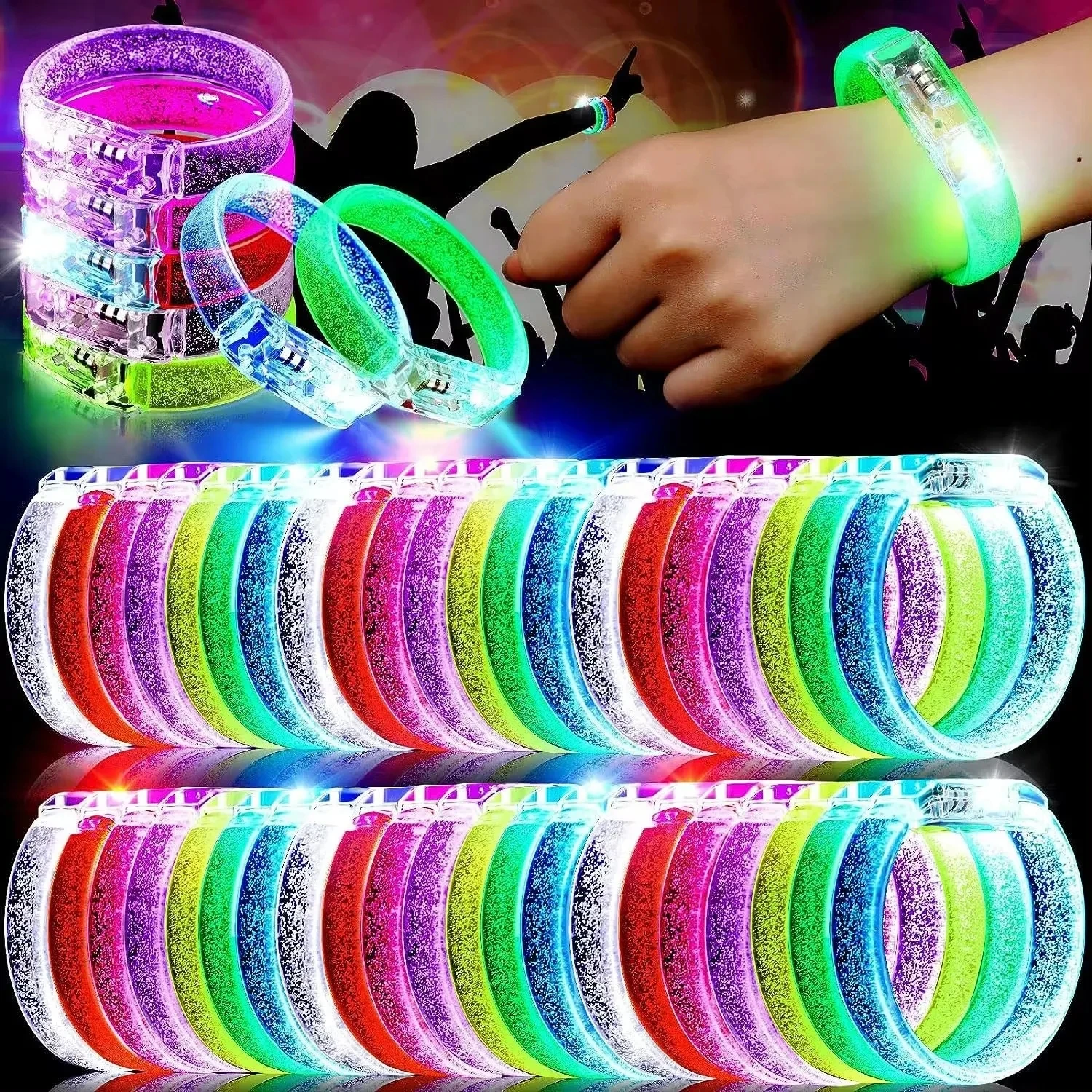 10/20/50 Pcs Led Glow Bracelets Wristbands Glow In The Dark Party Supplies Neon Light Up Bracelet Wedding Party Decor