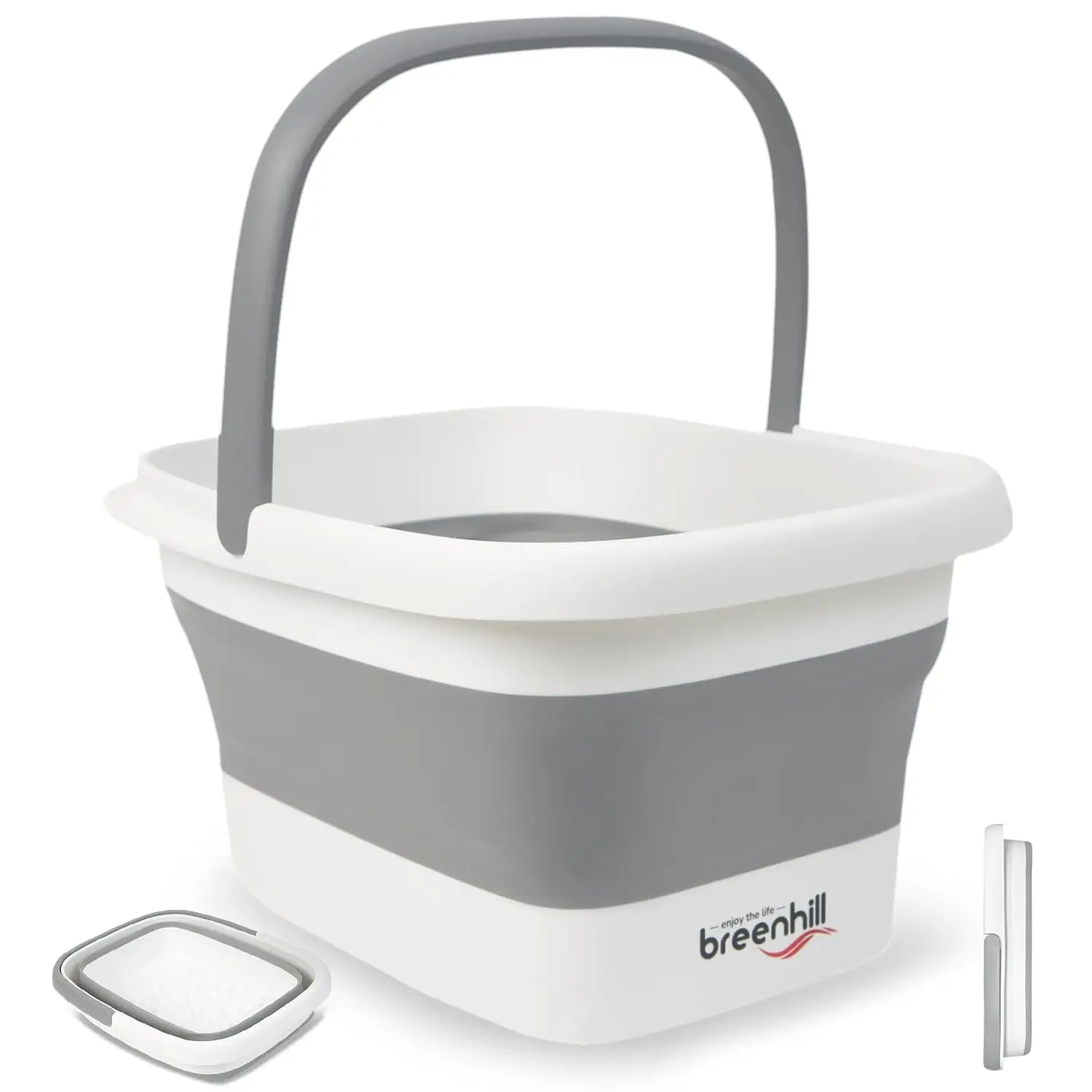 

Foldable Foot Bath Basin, Collapsible Soak Tub, Multifunction Plastic with Handles, Grey