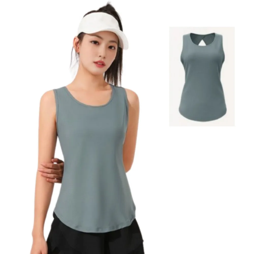 

Mesh Back Yoga Mesh Back Tank Top Quick Drying Breathable Running Sports Vest Stretch Hollow Out Workout Yoga Vest Gym Workout