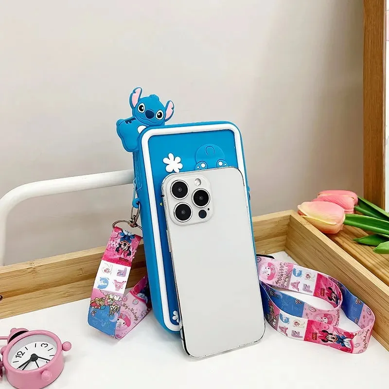 シリコンステッチ携帯電話バッグクロスボディスモール女性男性ミニソショルダーバッグガールボーイスクエアフォンポーチバッグアニメギフト