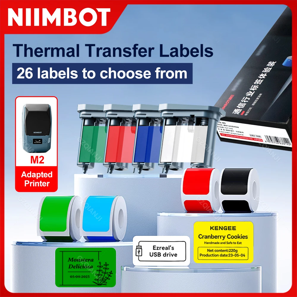 Thermotransferetiketten für Niimbot M2 Drucker, Thermotransferband, Heimbüro, 20–50 mm Breite, Etikettenpapieraufkleber