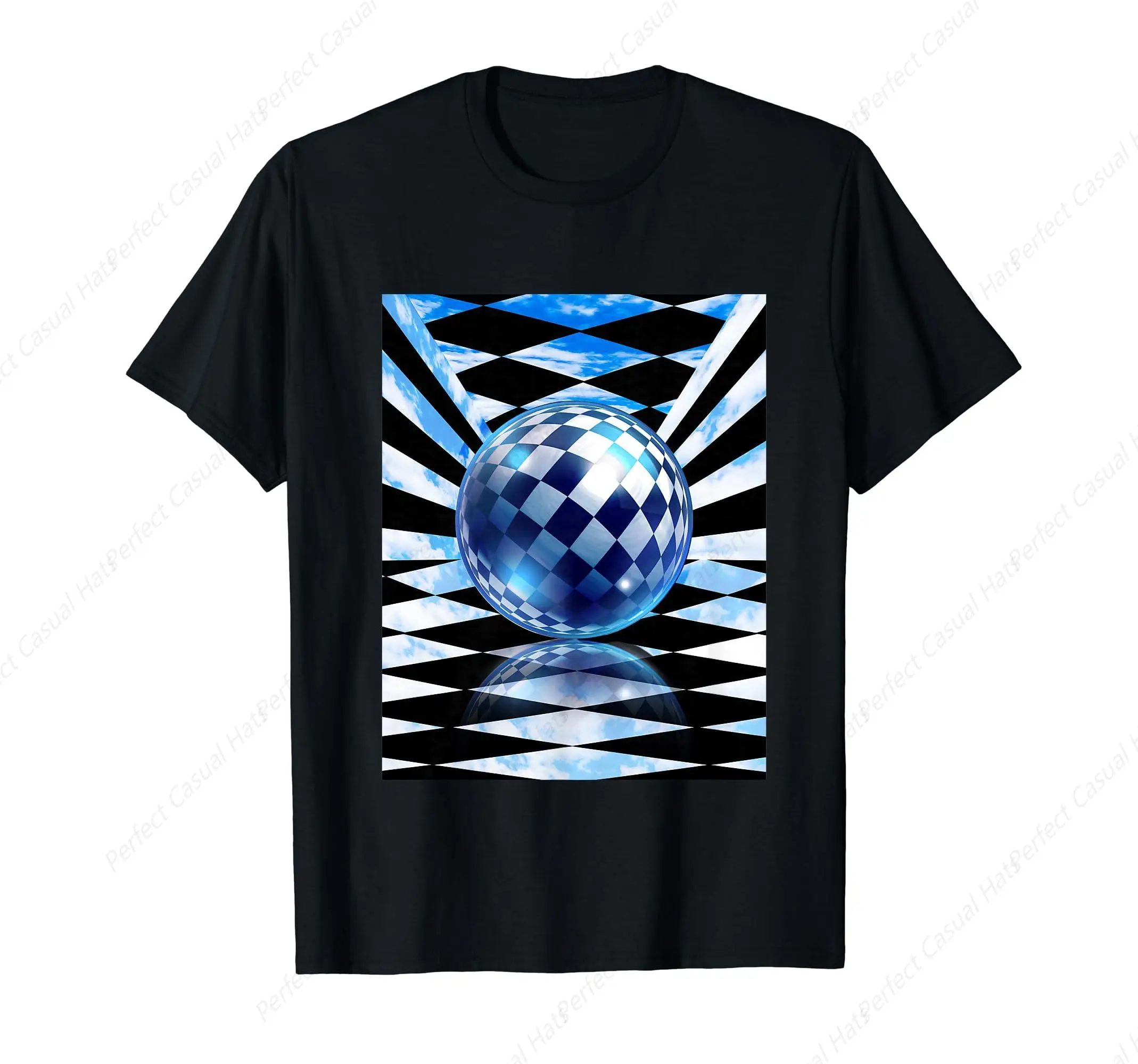 

Frutiger Aero Aesthetic Tech Checkered Room Orb Sky T-Shirt Men Woman Cotton Tops Design Special Street Classic Tee Shirt