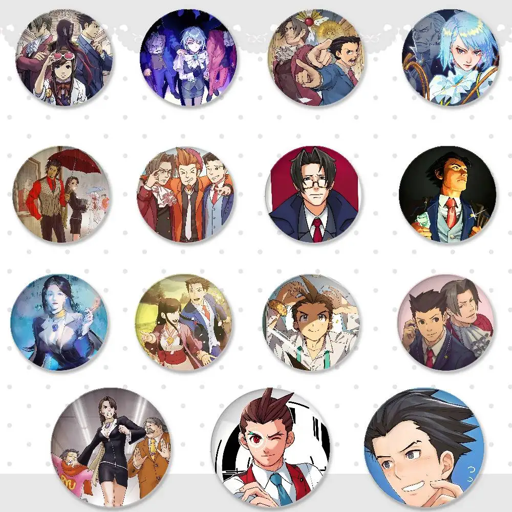 Badges Ace A-Attorney : Nouveaux Badges Ronds en Métal Polyvalents Style Hip Hop, Épingles de Dessin Animé, Cadeau, Vente en Gros