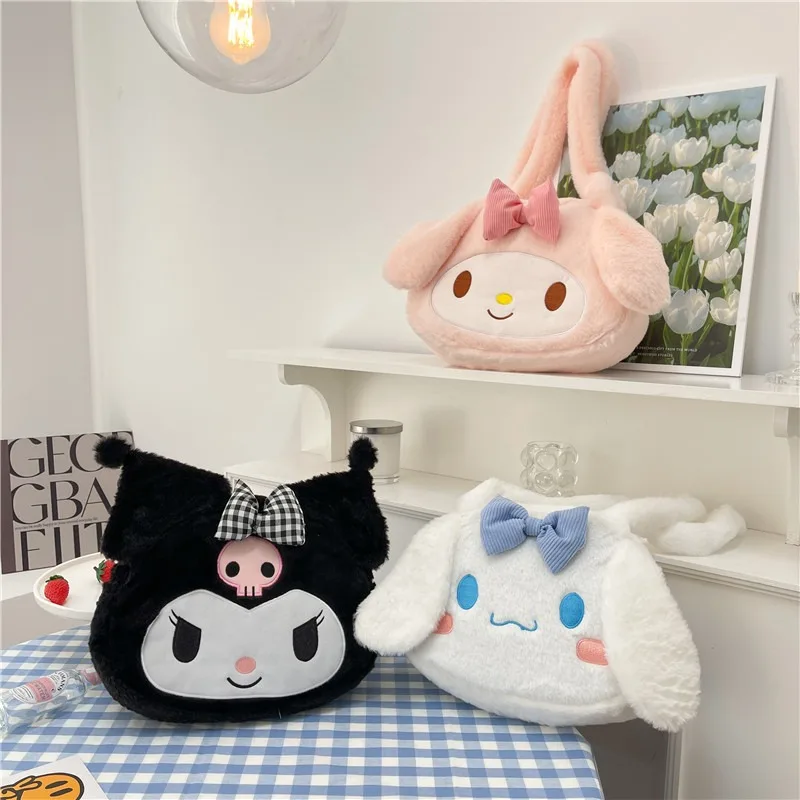 Sanrio Hot Selling Multi Style Bag Sanrio Plush Backpack Wholesale Cute My Melody Kuromi Plush Shoulder Bag Gift for Kids Girls