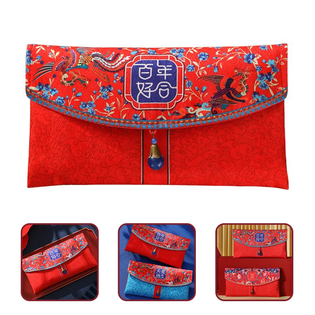 

Chinese Wedding Red Envelope Fabric Money Pocket Traditional Vintage Style Bridal Shower Cash Holder Bridal Shower Gifts