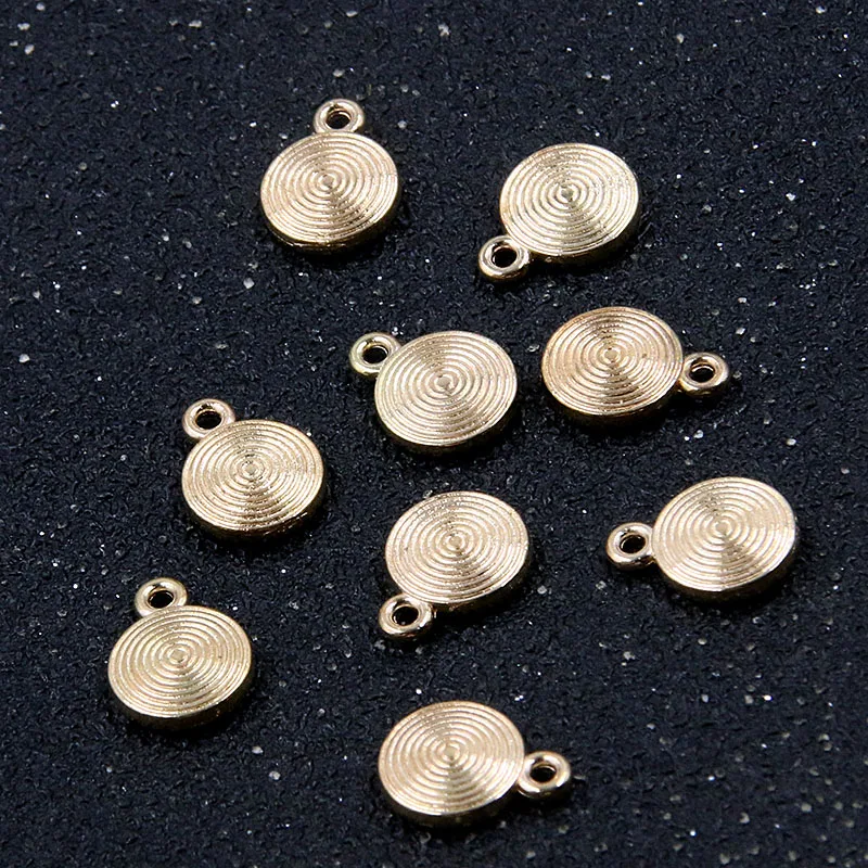 30PCS 9*12mm  Three Color MINI Round Circle Charms Metal Alloy Pendant For DIY Jewelry Necklace Bracelet Marking Accessories