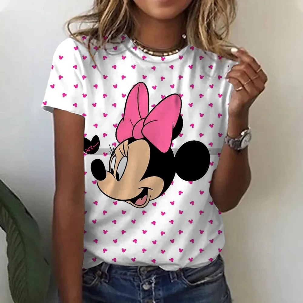 Fashion Mickey Mouse Print Casual O-neck Top Tee Shirt Women Black White T-shirtWomen T Shirt Harajuku Short Sleeves T shirts