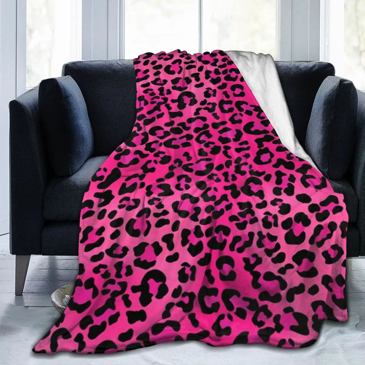 Hot Pink Leopard Animal Print An Ultra-Soft Micro Fleece Blanket