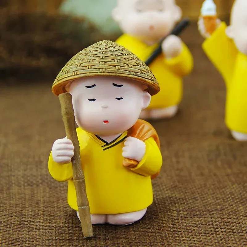 3 قطعة تماثيل الراهب البوذي شاولين الحلي ديكور المنزل للسيارة ثقالة الورق فنغ شوي المنمنمات الهدايا