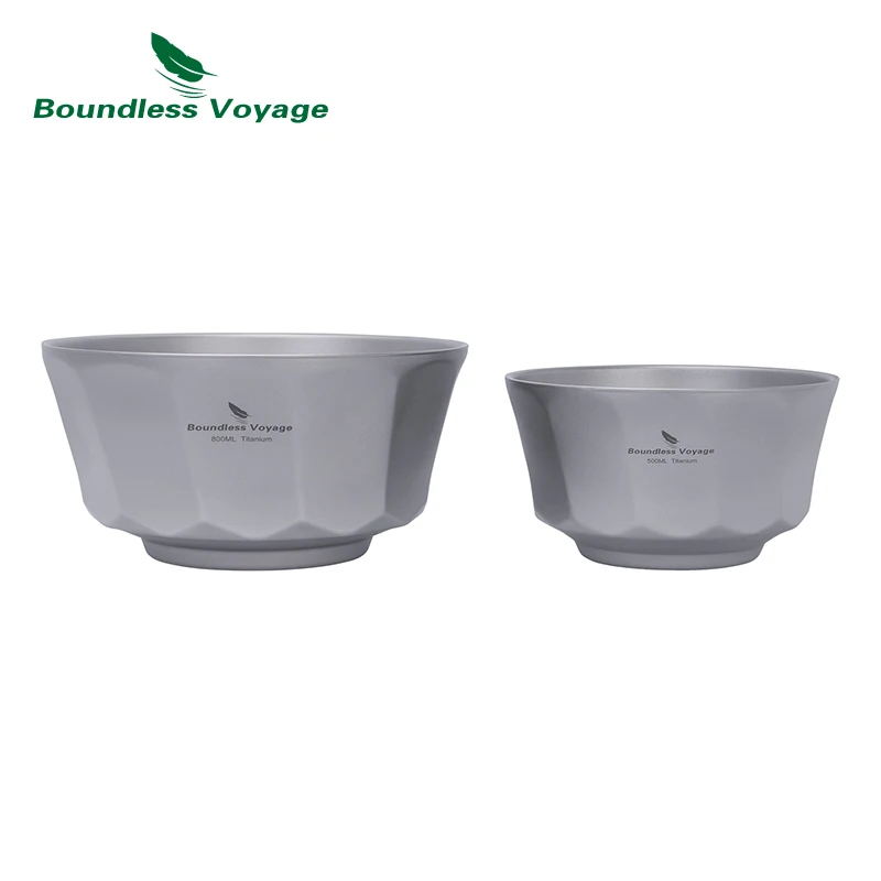 

Boundless Voyage Titanium Double-Walled Rice Bowl 500ml & 800ml Anti-Scalding Lightweight Rust-Proof Kitchen Tableware Home Use