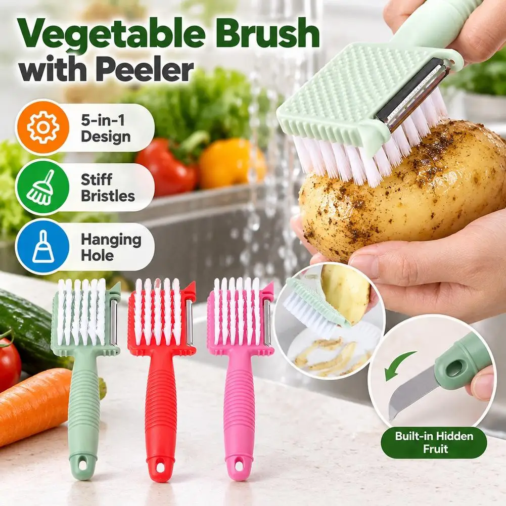 Portable Multifunctional Cleaning Brush Fruit Cleaning Brush Kitchen Fruit Vegetable Cleaner With Scraping And Planing Function