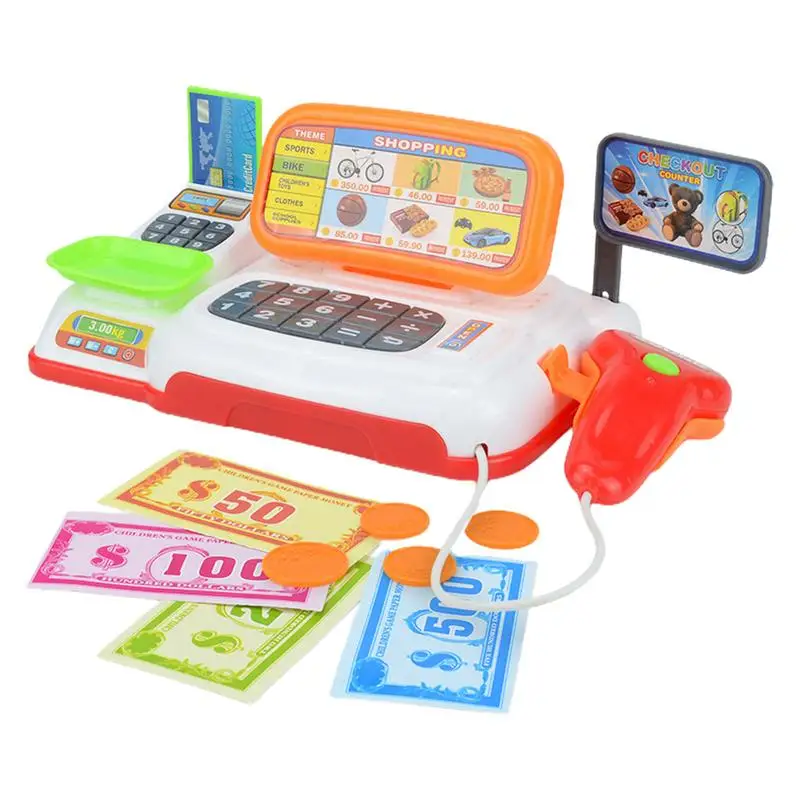 

Kids Cash Register Toy Learning Counter Grocery Store Playset Toys Colorful Children's Supermarket Checkout Role-Play Cashier