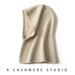 New Autumn and Winter Women's Hat 100% Pure Cashmere Knitted Scarf Hats Outdoor Warm Fashion Girl Cap Lady Quality Neck Scarf