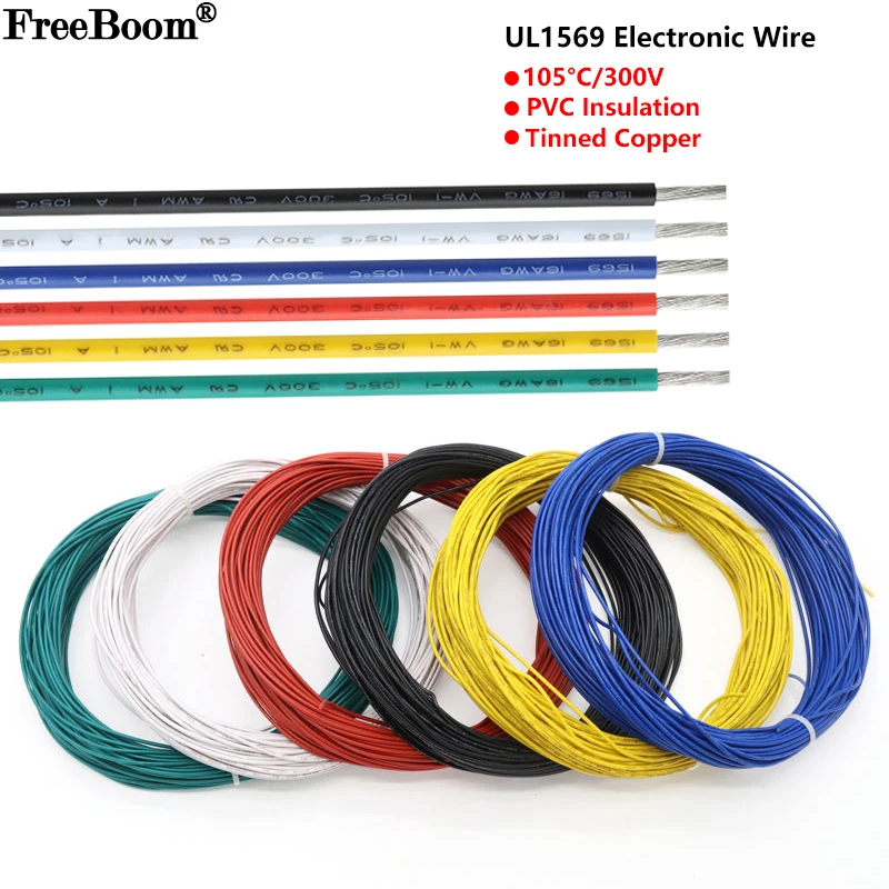 2 ~ 50m UL1569 Fio Eletrônico Environmental PVC Isolado 30/28/26/24/22/20/18/16/14 AWG Cabo de Cobre Estanhado Linha de Extensão LED