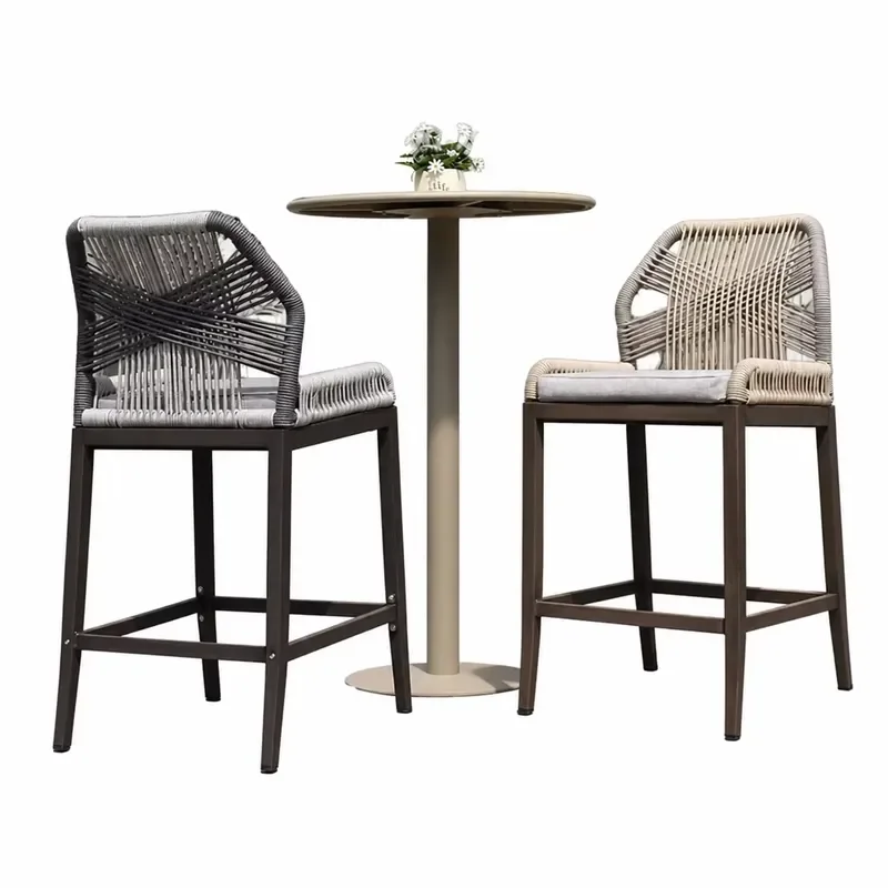 for Durable Metal Frame Outdoor Bar Set 3 piece Rope Braided High Bar Set