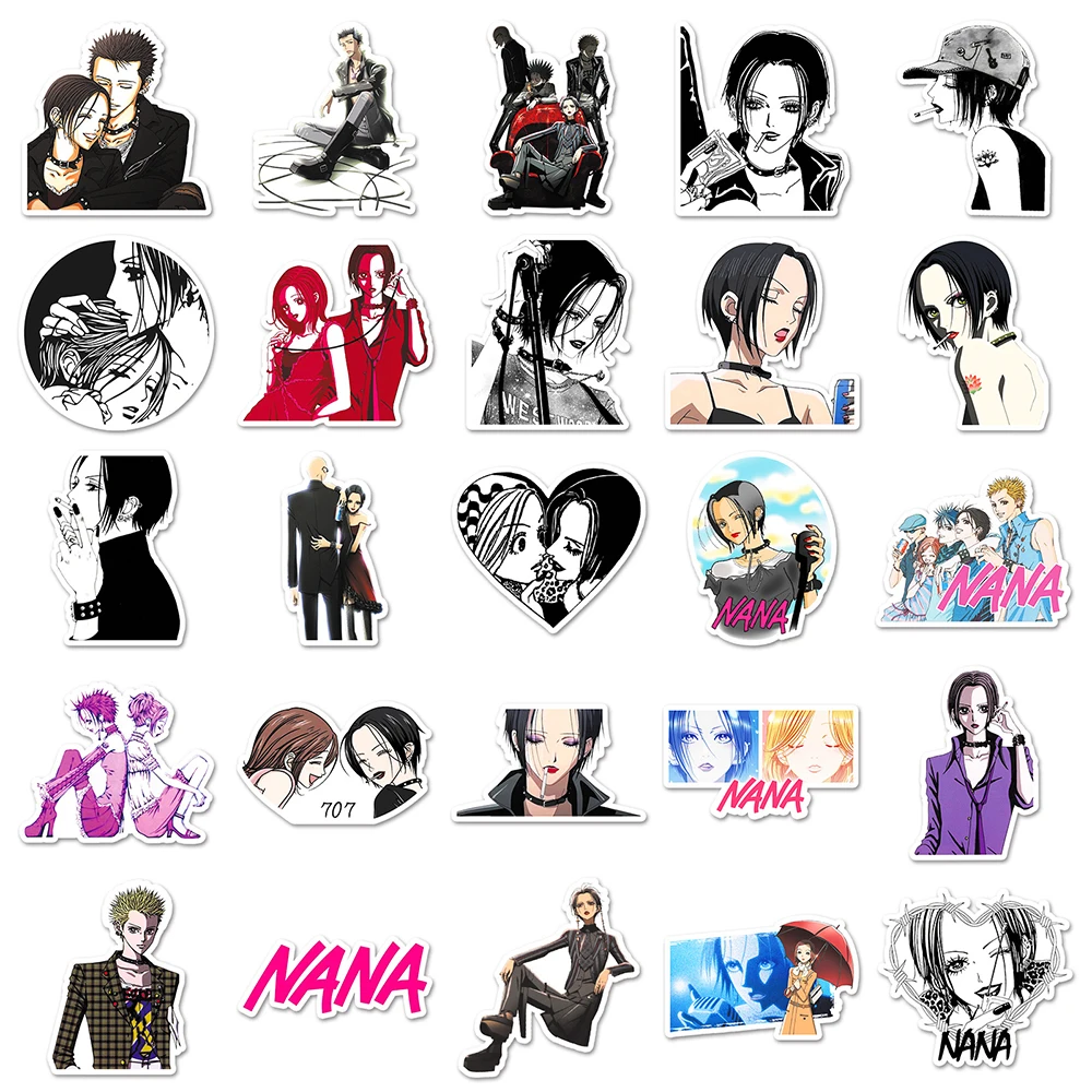 Impermeável Anime NANA Graffiti Adesivos, Decalques, DIY, Laptop, Geladeira, Telefone, Mala, Notebook, Brinquedos Infantis, 10 Pcs, 30 Pcs, 50Pcs