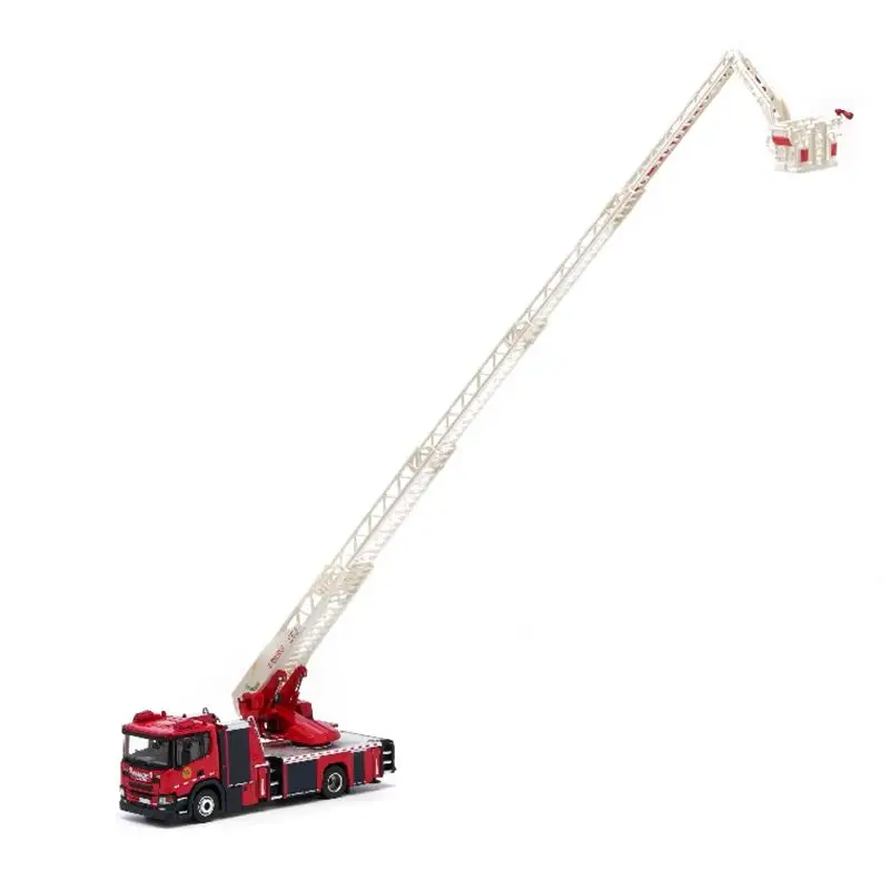 MASSDI 1/64 escala L32 escalera de bomberos camión rescate motor de bomberos aleación coche modelo ornamento juguete coleccionable
