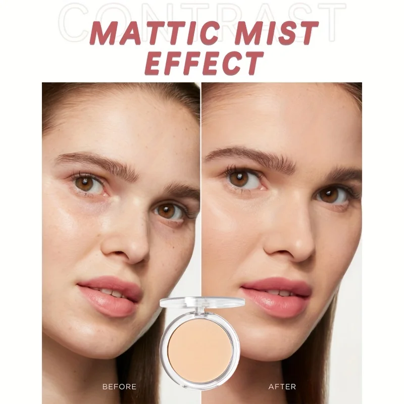 Matte Pressed Powder Foundation Full Coverage 16 Hour Longwear Face Makeup, Oil Control Flawless Finish, Finishing Powder