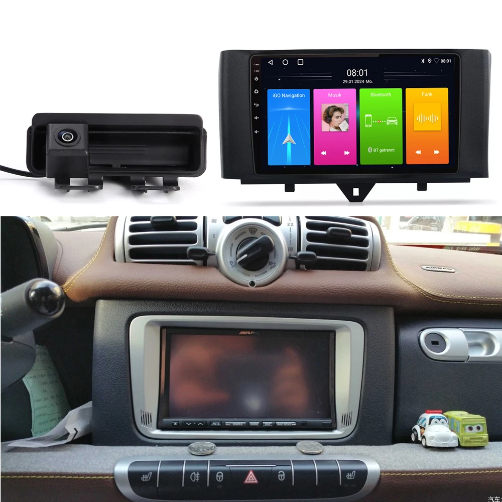 

Android car radio with Wireless carplay GPS Navigation+HD reverse camera for Smart Fortwo Cabrio 451 2009/11-2012/12 A4517470187