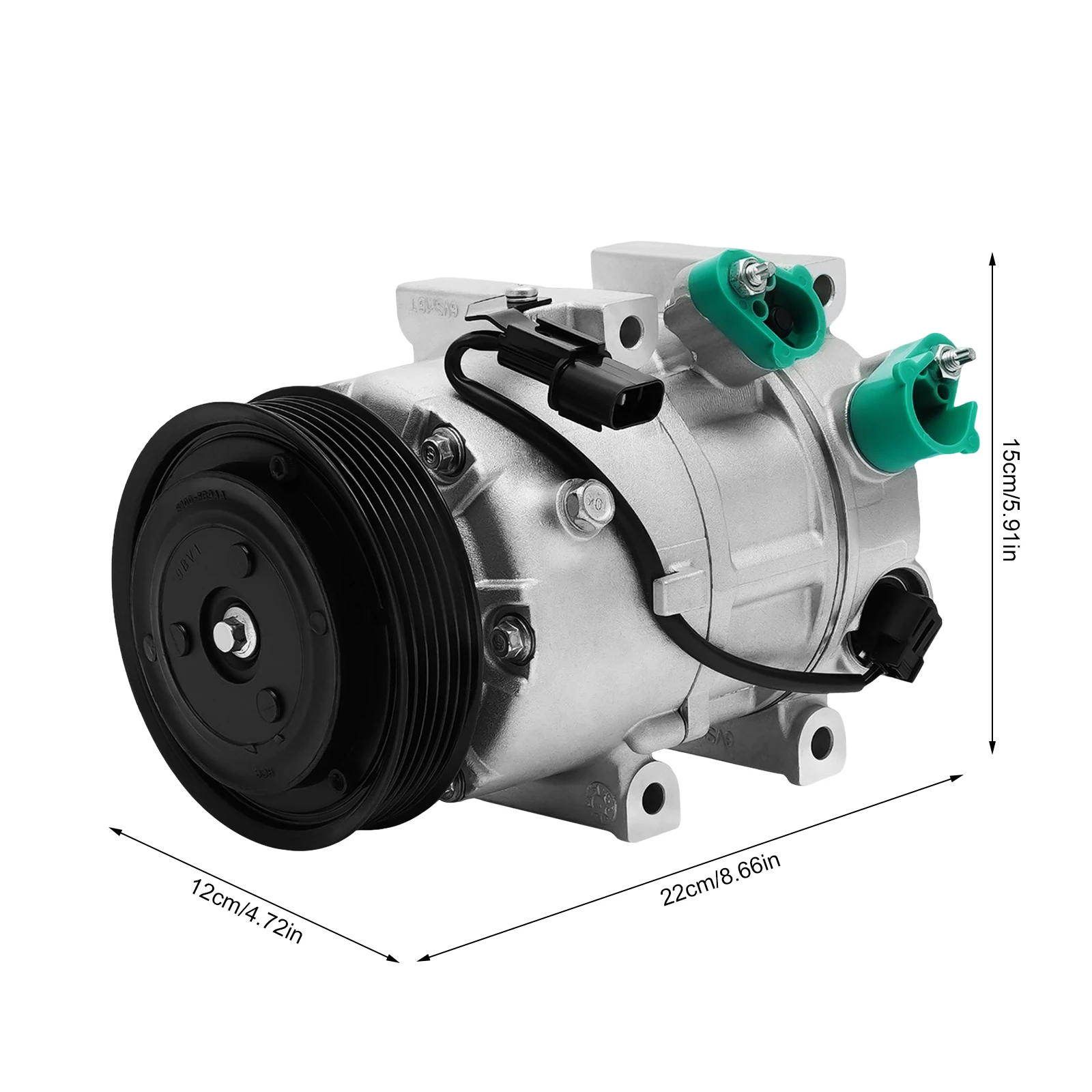 Air Compressor with Clutch Front Mounted A/C Compressor Direct Replacement for Hyundai Sonata Kia Optima Silver Black Finish
