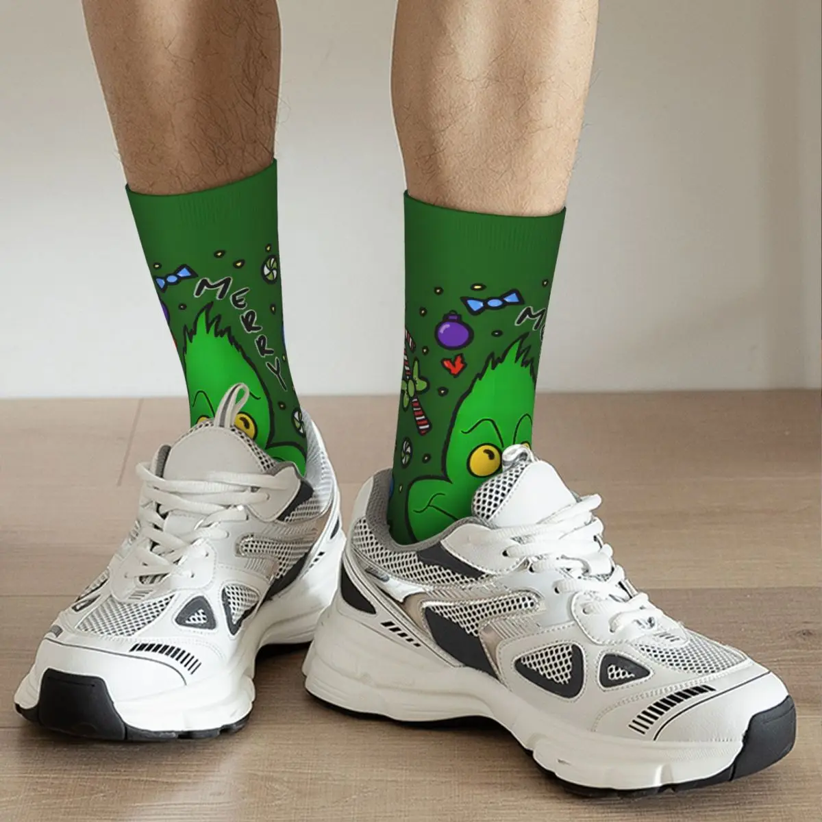 Crazy compression Merry Grinch-Mas Sock for Men Vintage Seamless Pattern Crew Sock Casual