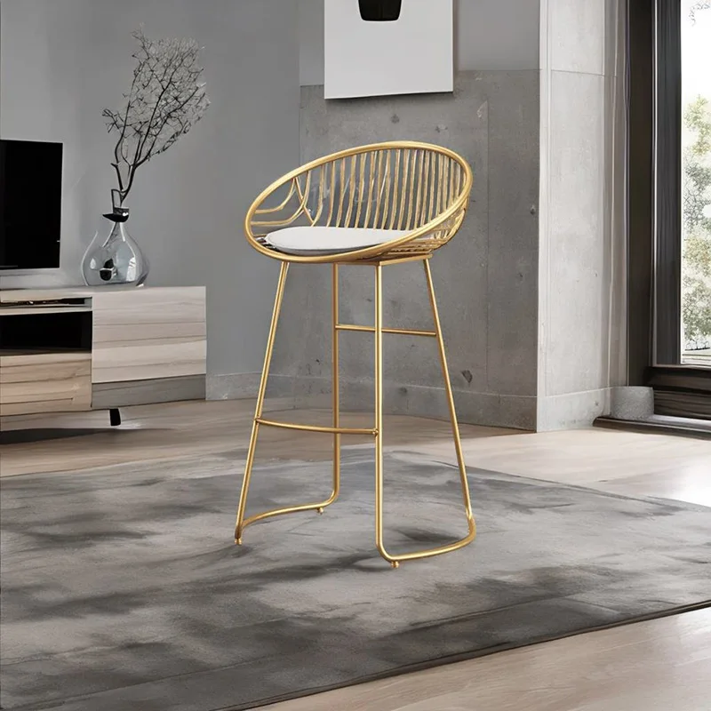 

Gold Metal Bar Chair Barbershop Bar Furniture Chairs Living Room Makeup Modern Luxury Counter Kitchen Stool Sillas De Bar Nordic