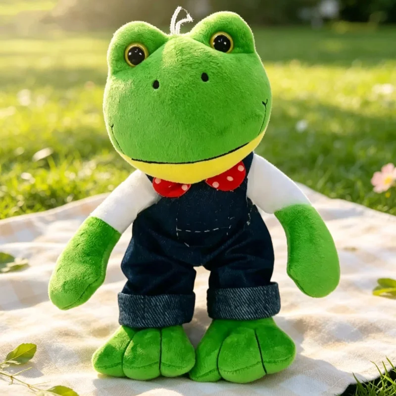 New Green Plush Frog Toy Long Legged Soft Stuffed Lonely Mr Frog With Detachable Overalls Home Decoration For Adult Couples