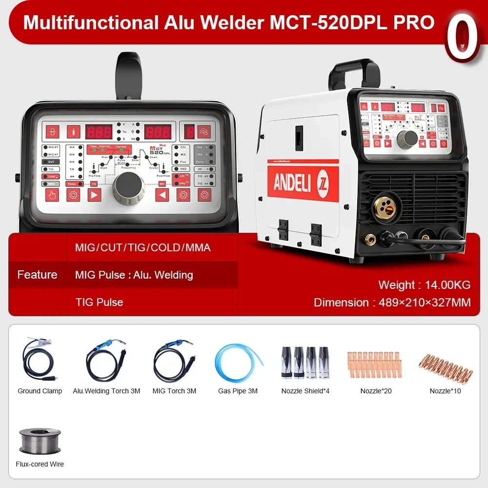 

NEW ANDELI Best Sellers MCT-520DPL PRO Aluminum 7 in 1 Welder