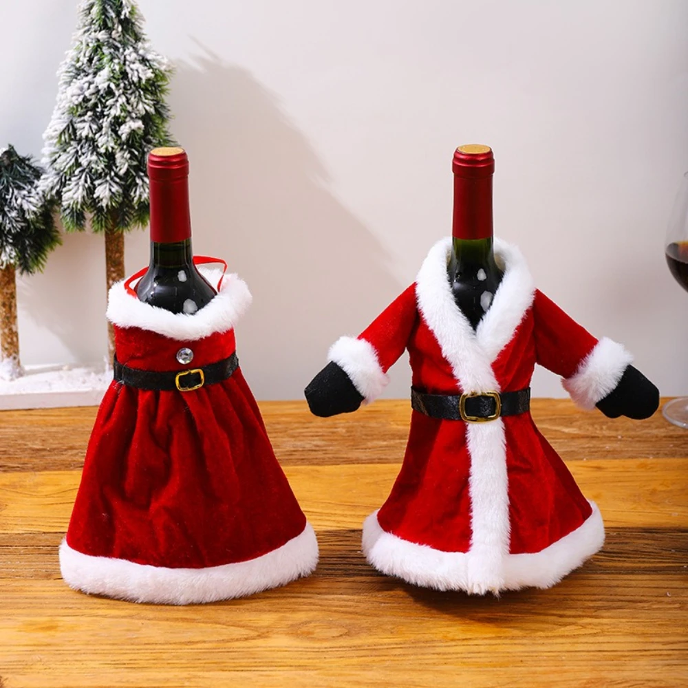 

2pcs Wine Bottle Set Decoration Dress Wine Bottle Set Christmas Dress Decoration Creative New Year Festival Party Wine Bag