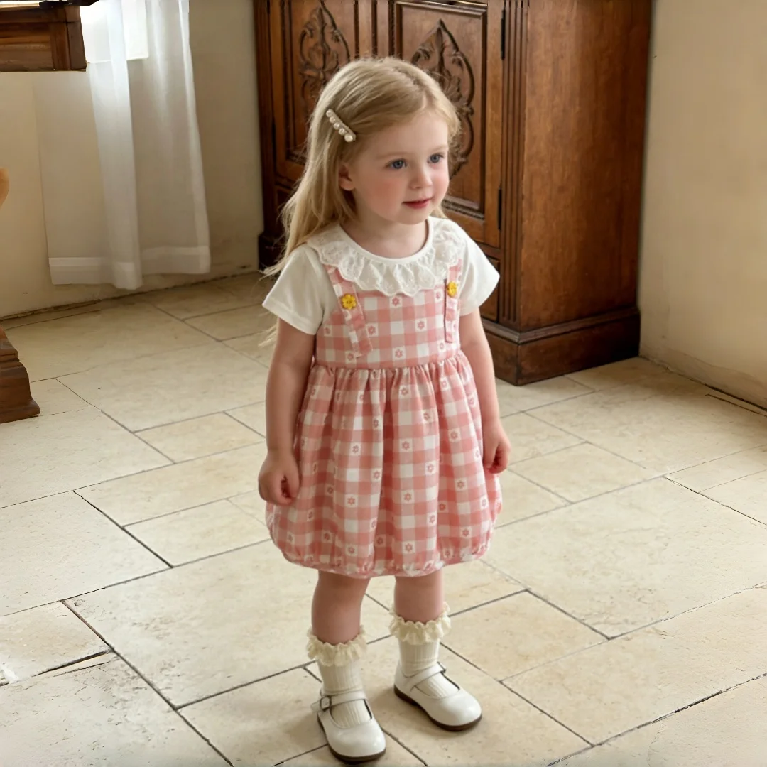 

Летние платья для девочек: клетчатые и с цветочным принтом, с коротким рукавом, милые повседневные пляжные платья для малышек, одежда для девочек