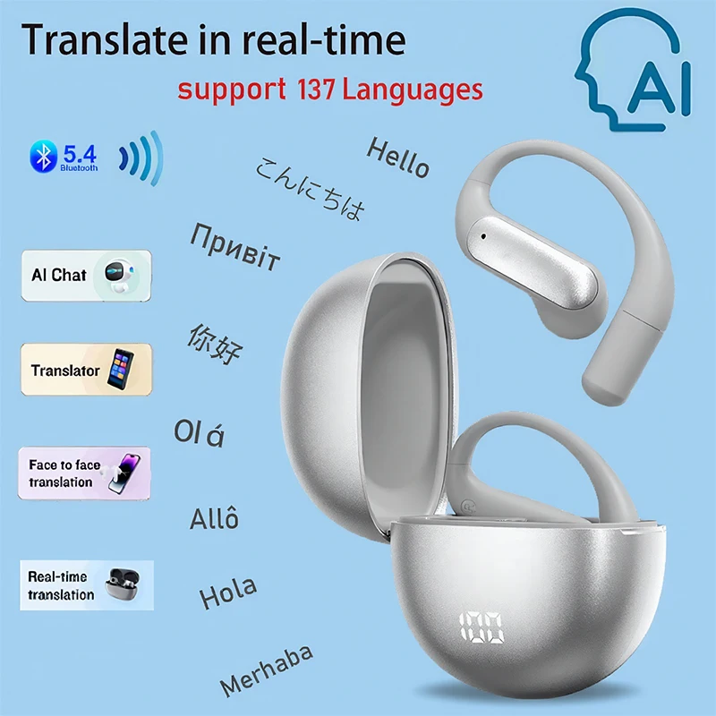 

Earphones wireless bluetooth AI real time translation earbuds intelligent touch multifunction Meeting call headphones for women