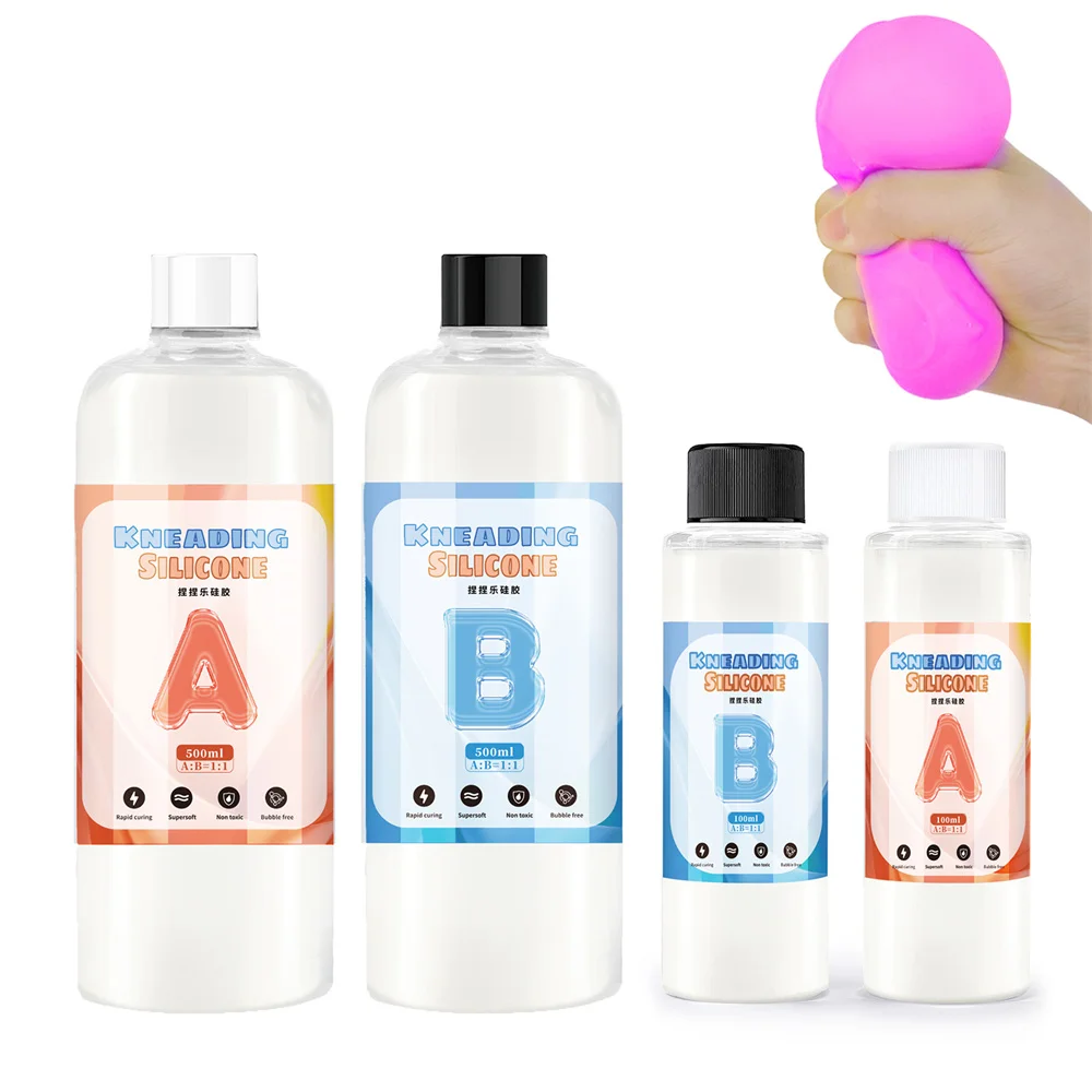 

Эпоксидная смола 1:1 AB, клей, Сжимаемый гель, мягкий жидкий силикон, игрушки для декомпрессии, Детская сжимающая игрушка, набор из 2 бутылок 100 мл/500 мл
