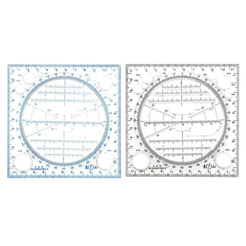 Geometric Drafting Ruler for Drawing Stereogram 360 Degree Protractor Angle Measurement Tool Circle Stencils for Student