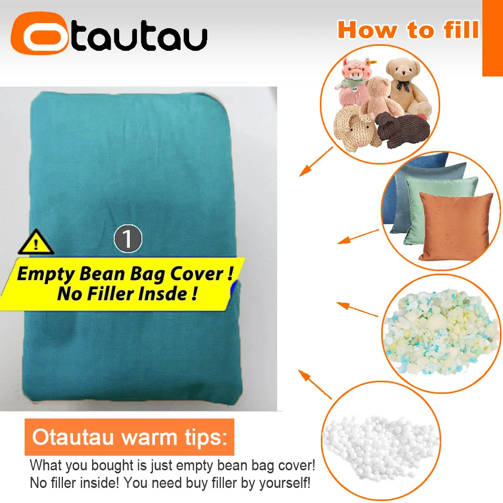 OTAUTAU Soft 100% Pure Cotton Bean Bag Cover Pouf DD156【No Filler Inside! You Need To Buy Filler By Yourself !】