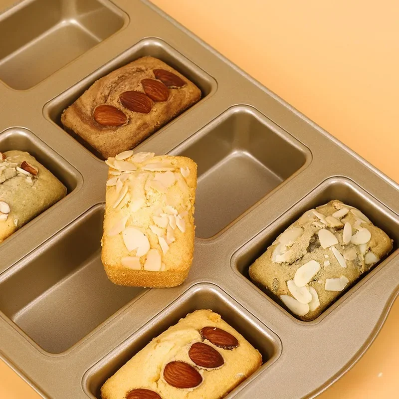 8 Grids Steel Carbon Non-Sticky Cake Mold Cheesecake Bread Loaf Pan Baking Mould Pie Tin Tray Bakeware Tool Accessories