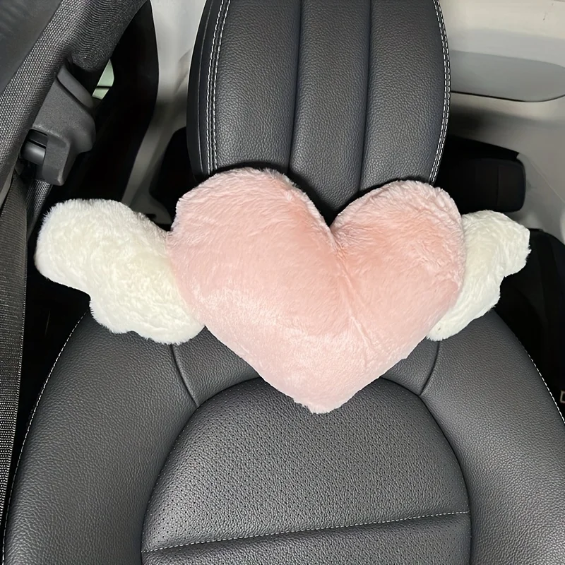 Heart-Shaped Car Headrest Plush Love Neck Pillow Seat Universal Lumbar Pillow Support Accessories Back Car Cushion