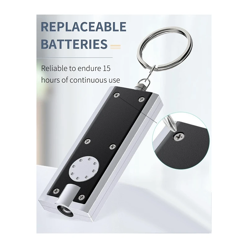Mini LED Keychain Flashlight 12 Lumen Portable Ultra Bright Light Flat Torch For Outdoor Camping Hiking A 10PCS