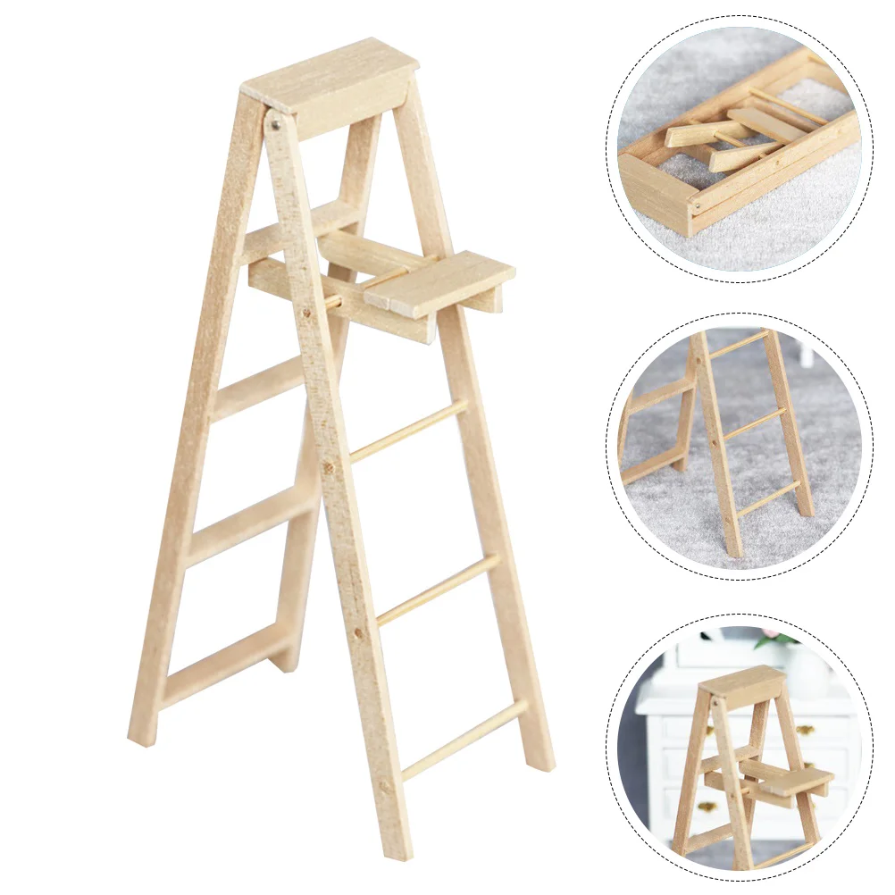 

House Ladder Mini Decor Miniature Adornment Furniture Model Toy Household Products Supplies Wooden Home Toys