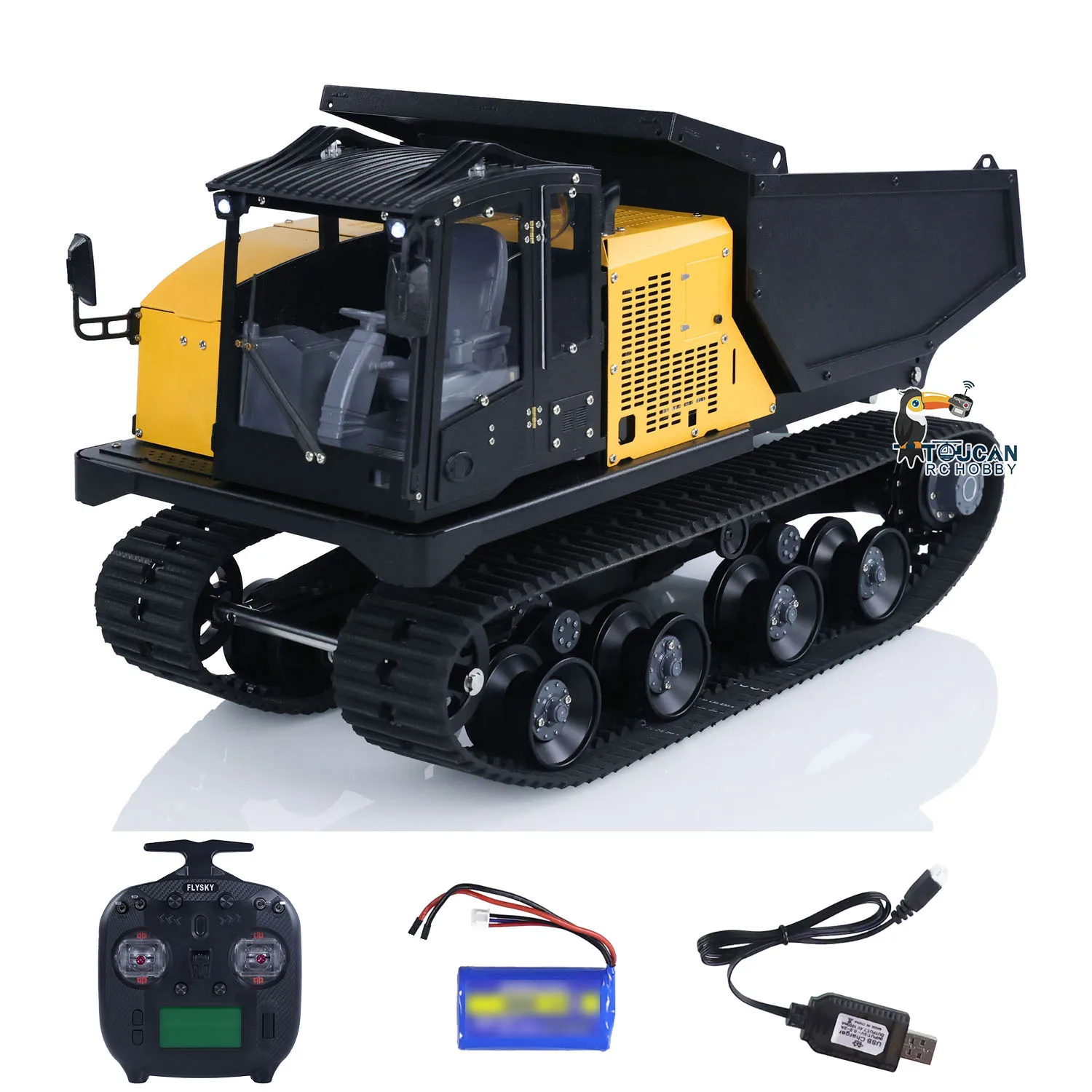 1/14 TOUCAN RC T14R RC Hydraulic Crawler Dump Truck Metal Tracked Tipper RTR Construction Machine ST8 Radio Light Sound Battery