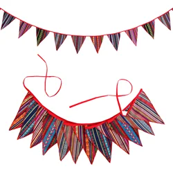 3.2M/10.5FT 12Flags Bohemia Camping Decoration Traditional Print Fabric Bunting Home Decoration Banner Photo Prop Garland